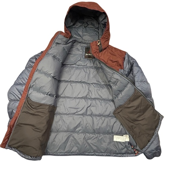 Prana Men's Tanner Down Fill Puffer Jacket XL Deadstock Steel Gray Terra Cotta - Picture 4 of 15